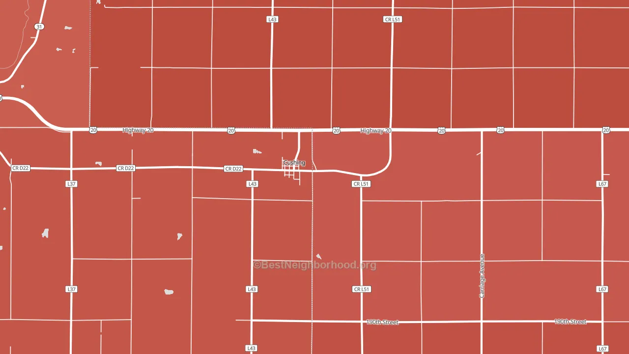 Cushing, IA block-group political-lean map
