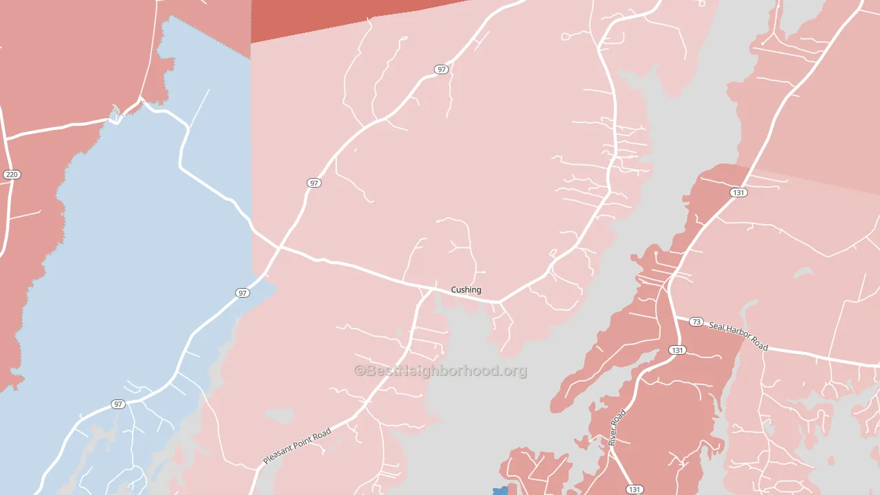 Cushing, ME block-group political-lean map