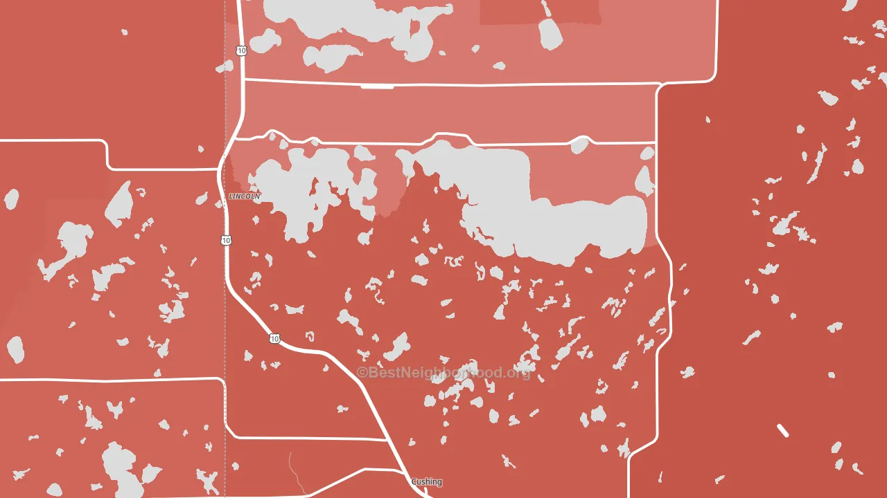 Cushing, MN block-group political-lean map