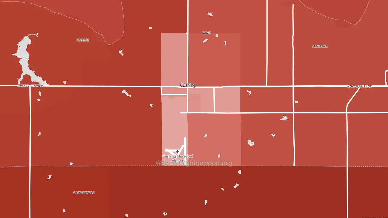 Cushing, OK block-group political-lean map