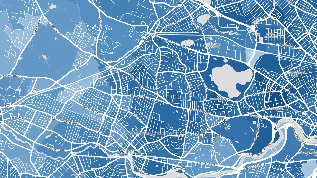 Cushing Square, Belmont, MA block-group political-lean map