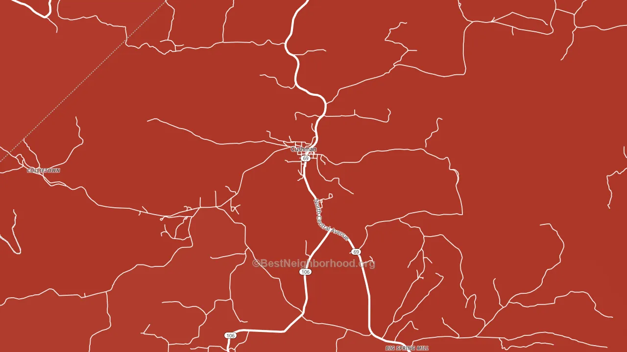 Cushman, AR block-group political-lean map