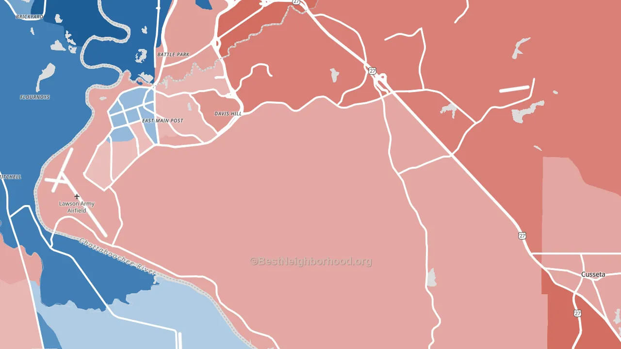 Cusseta, GA block-group political-lean map