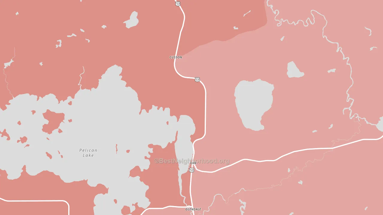 Cusson, MN block-group political-lean map