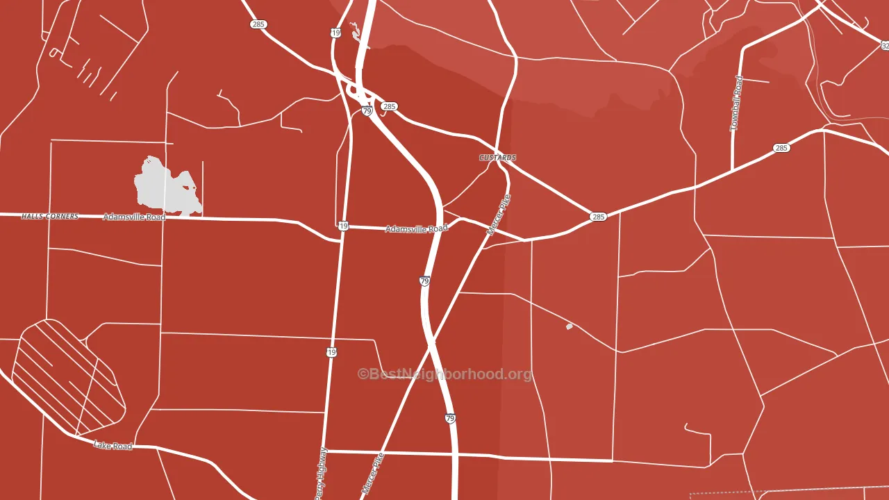 Custards, PA block-group political-lean map