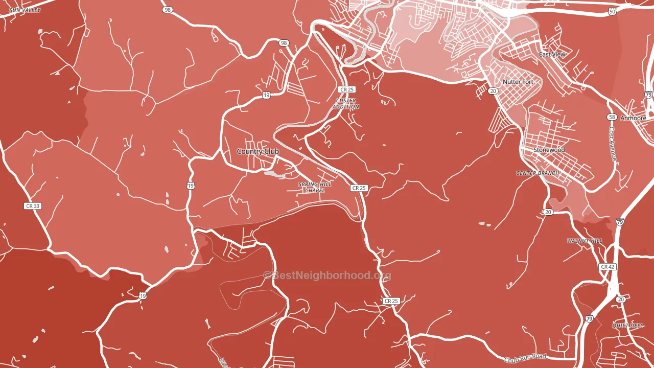 Custer Addition, WV block-group political-lean map