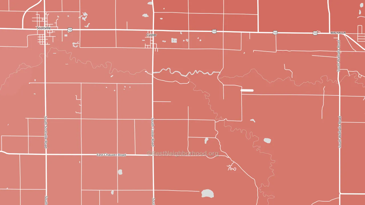 Custer, MI block-group political-lean map