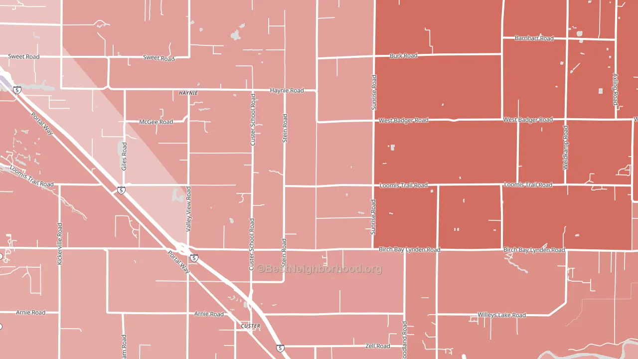 Custer, WA block-group political-lean map