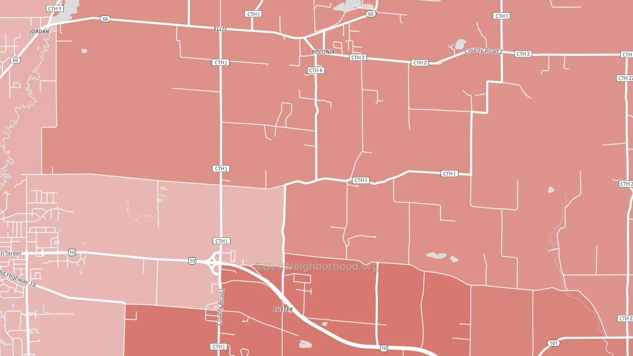 Custer, WI block-group political-lean map