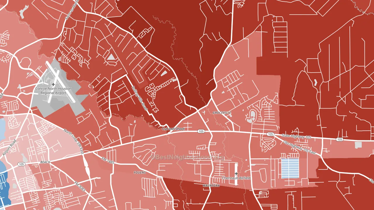 Cut and Shoot, TX block-group political-lean map