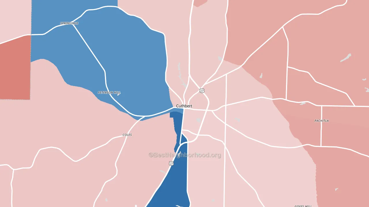 Cuthbert, GA block-group political-lean map