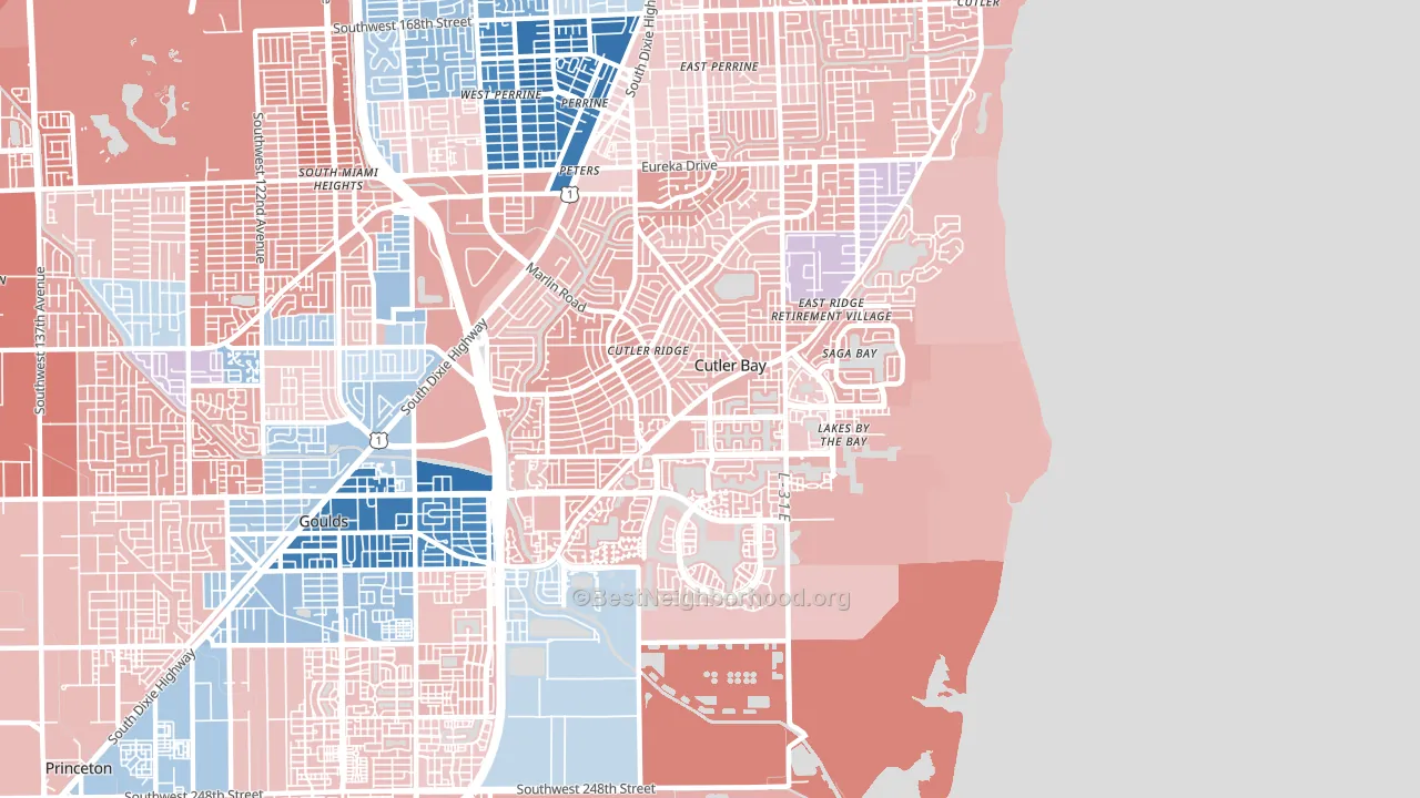 Cutler Bay, FL block-group political-lean map