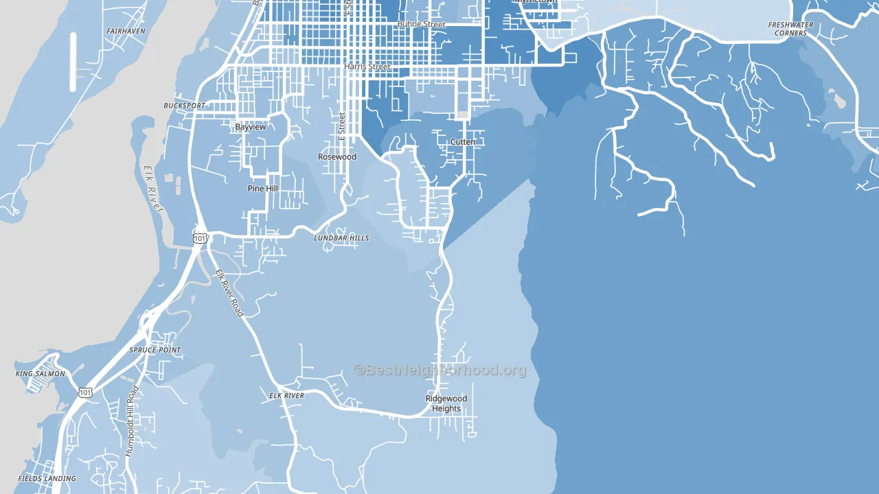 Cutten, Eureka, CA block-group political-lean map