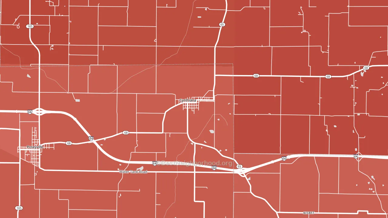 Cynthiana, IN block-group political-lean map