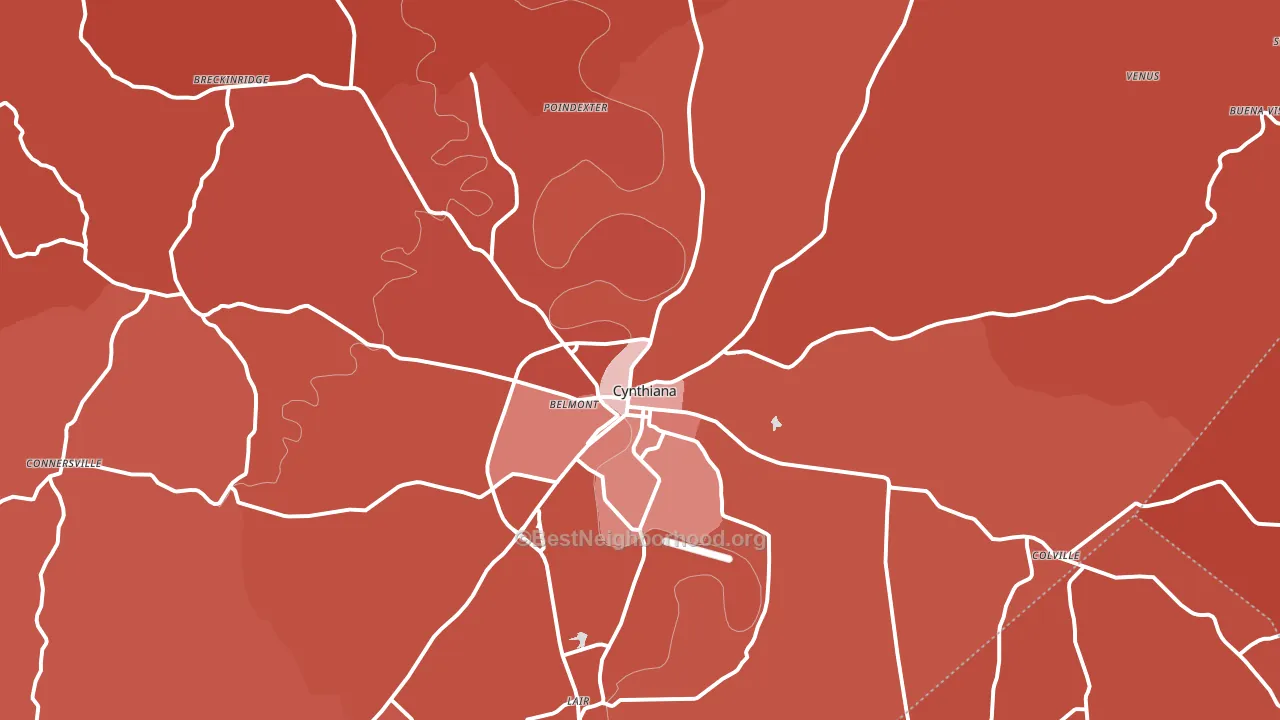Cynthiana, KY block-group political-lean map
