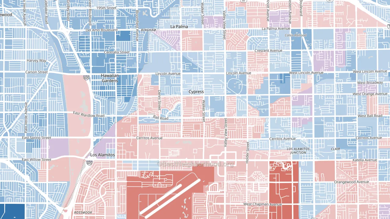 Cypress, CA block-group political-lean map