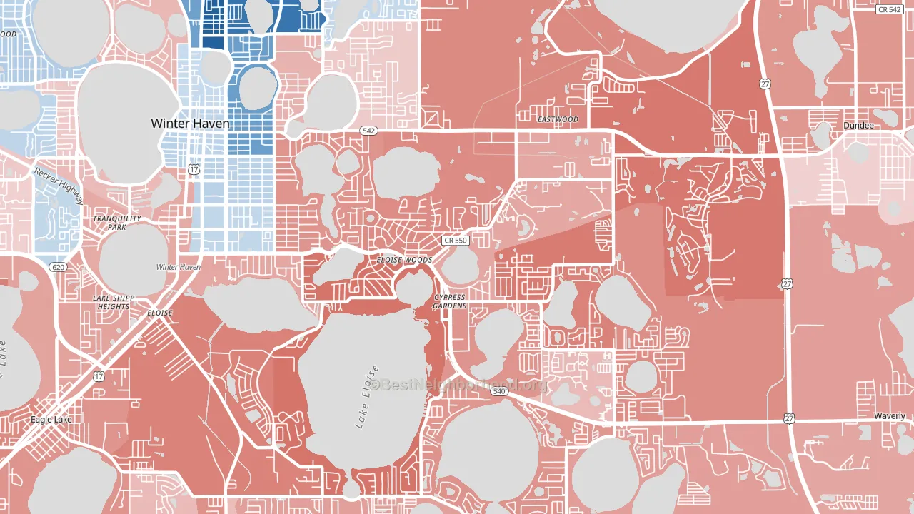 Cypress Gardens, FL block-group political-lean map
