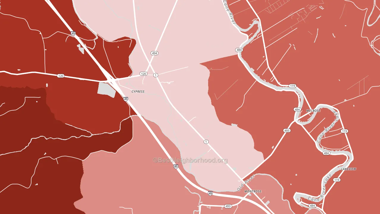 Cypress, LA block-group political-lean map