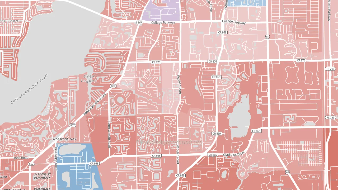 Cypress Lake, FL block-group political-lean map