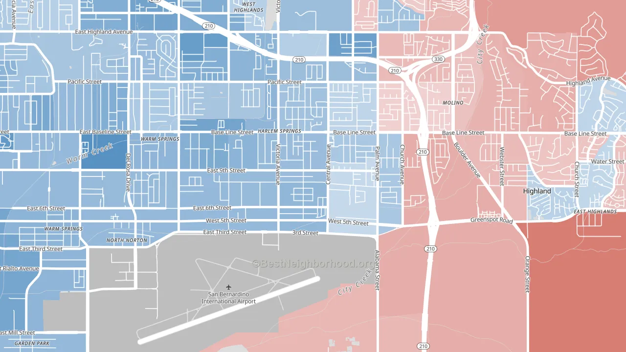 Cypress-Riverside, Highland, CA block-group political-lean map