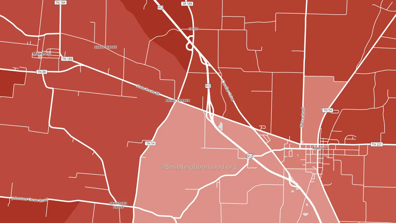 Cypress, TN block-group political-lean map