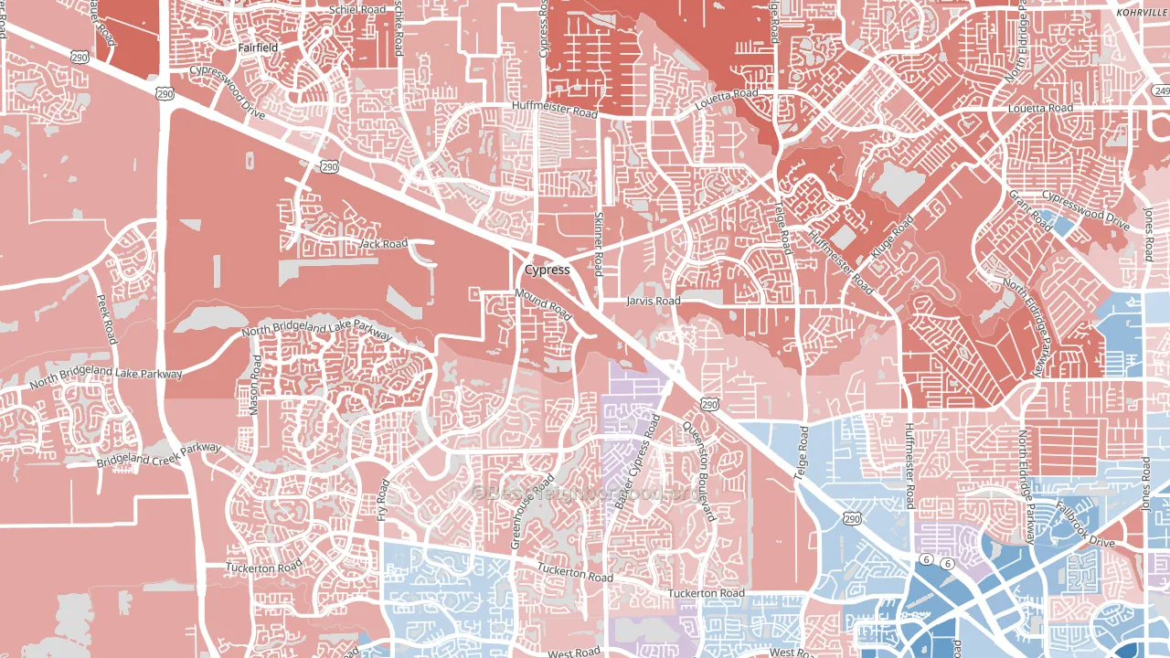 Cypress, TX block-group political-lean map