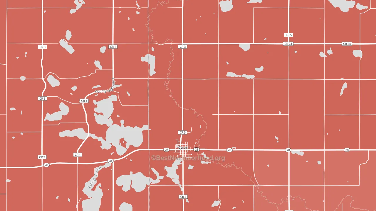 Cyrus, MN block-group political-lean map