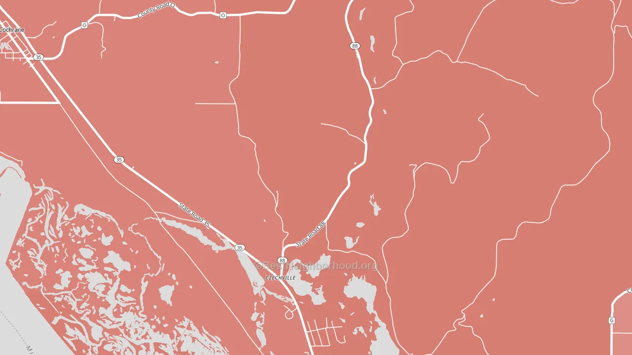 Czechville, WI block-group political-lean map