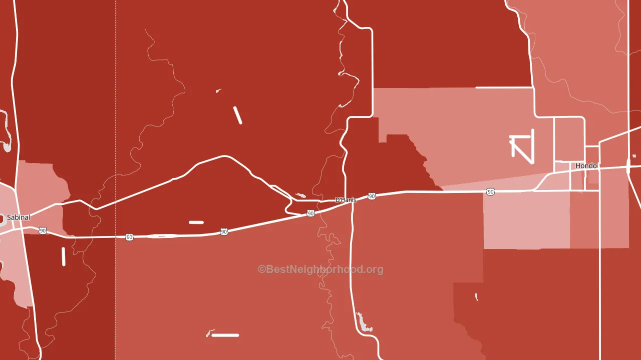 D'Hanis, TX block-group political-lean map