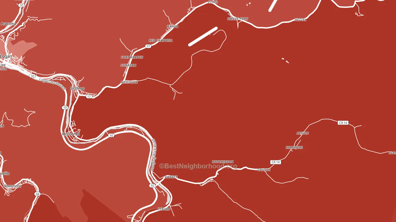 Dabney, WV block-group political-lean map