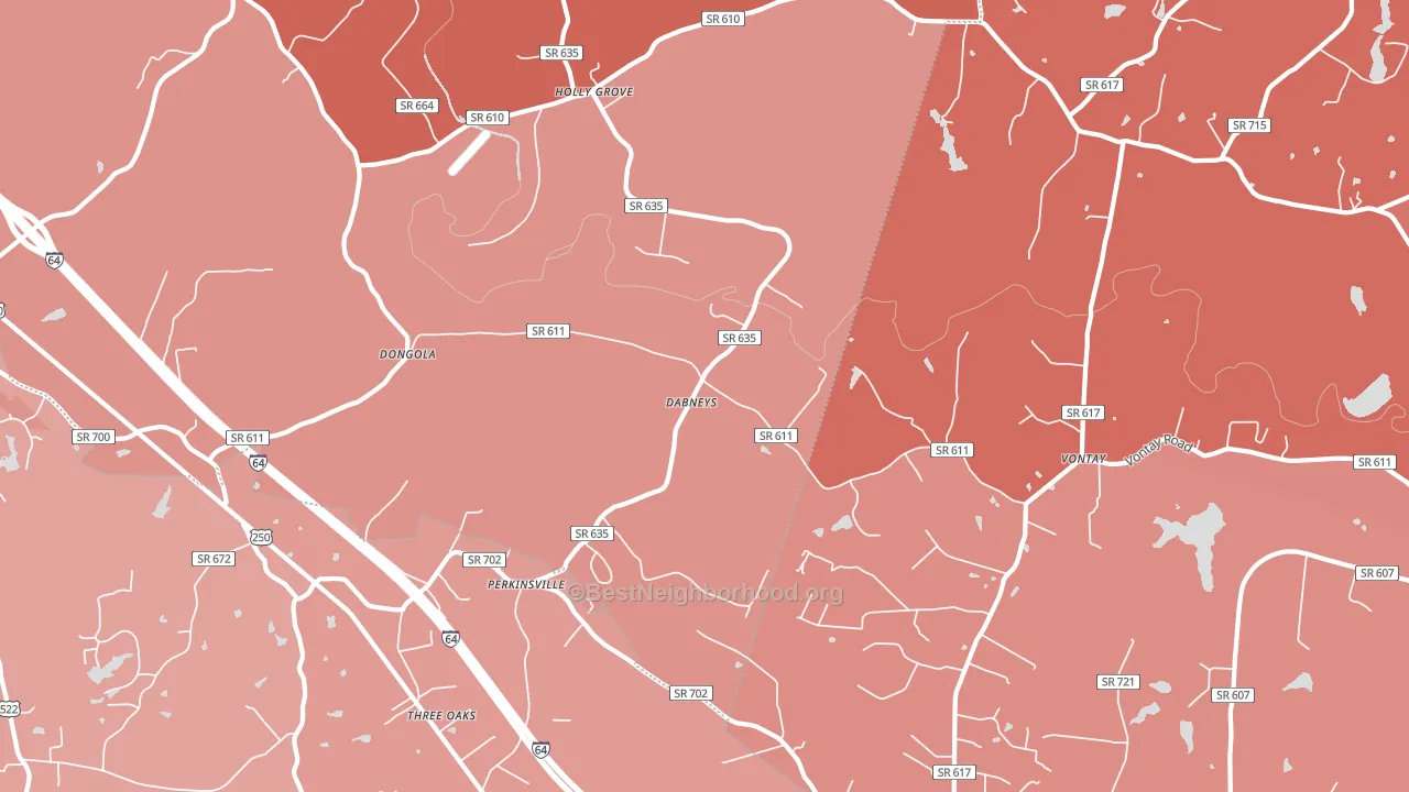 Dabneys, VA block-group political-lean map