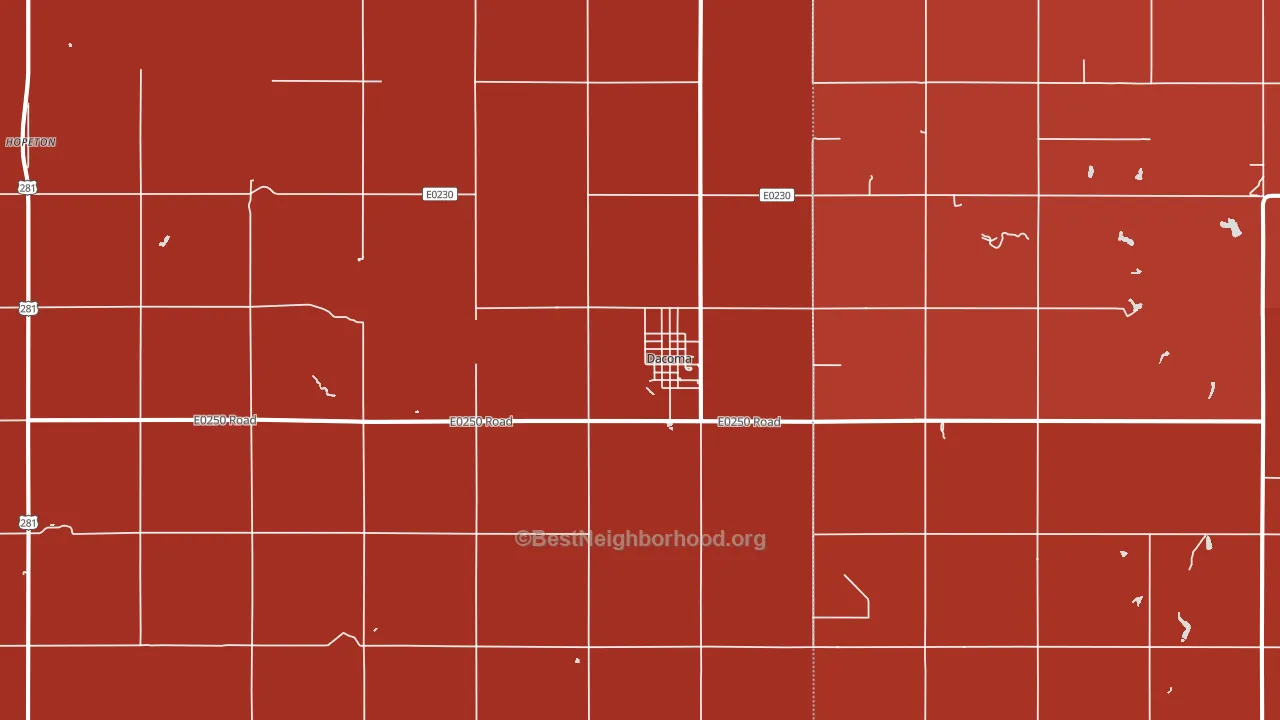 Dacoma, OK block-group political-lean map