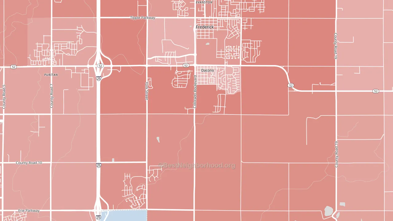 Dacono, CO block-group political-lean map