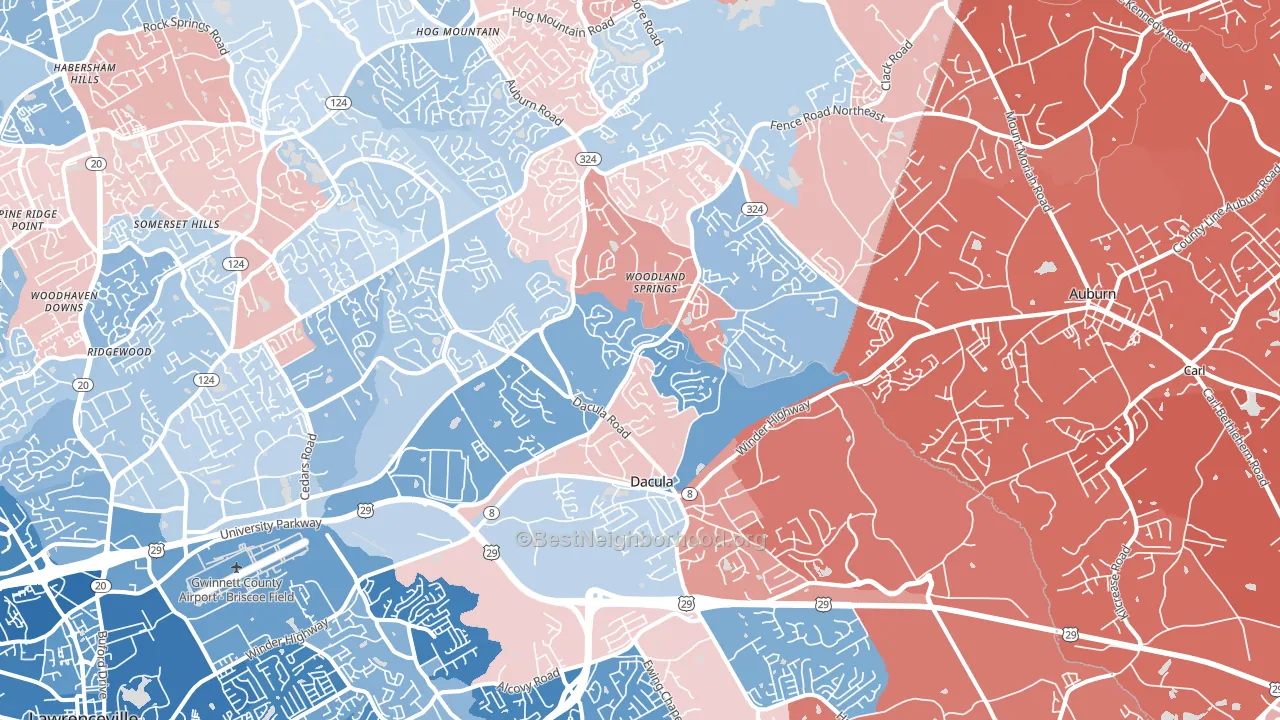 Dacula, GA block-group political-lean map