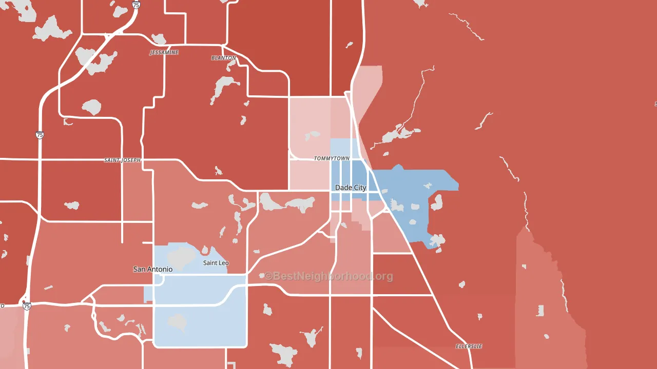 Dade City, FL block-group political-lean map