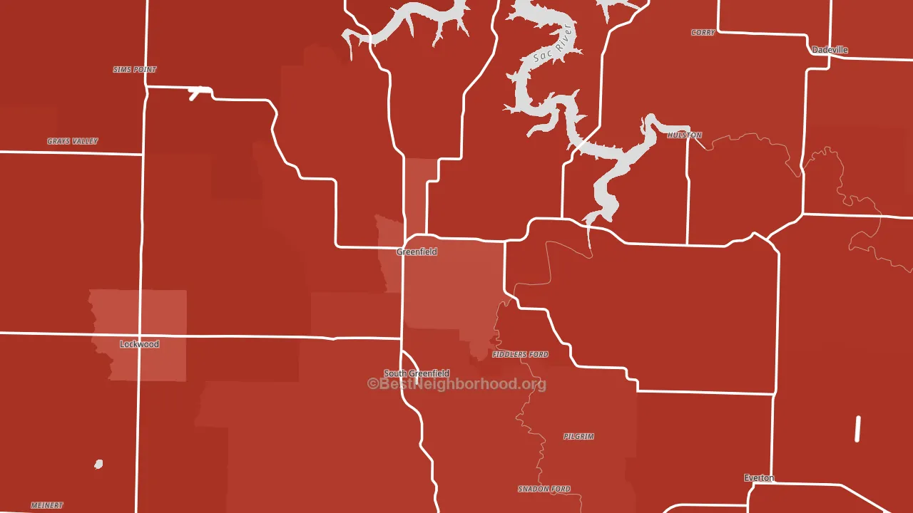 Dade County, MO block-group political-lean map