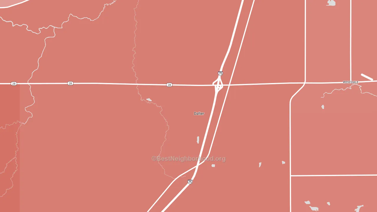 Dafter, MI block-group political-lean map