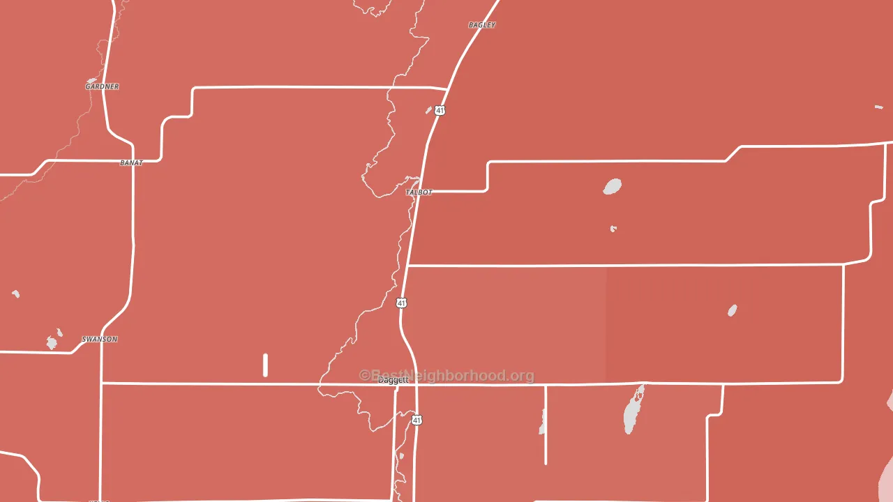 Daggett, MI block-group political-lean map