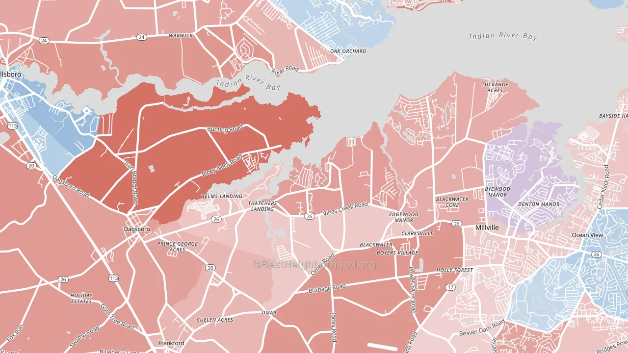 Dagsboro, DE block-group political-lean map