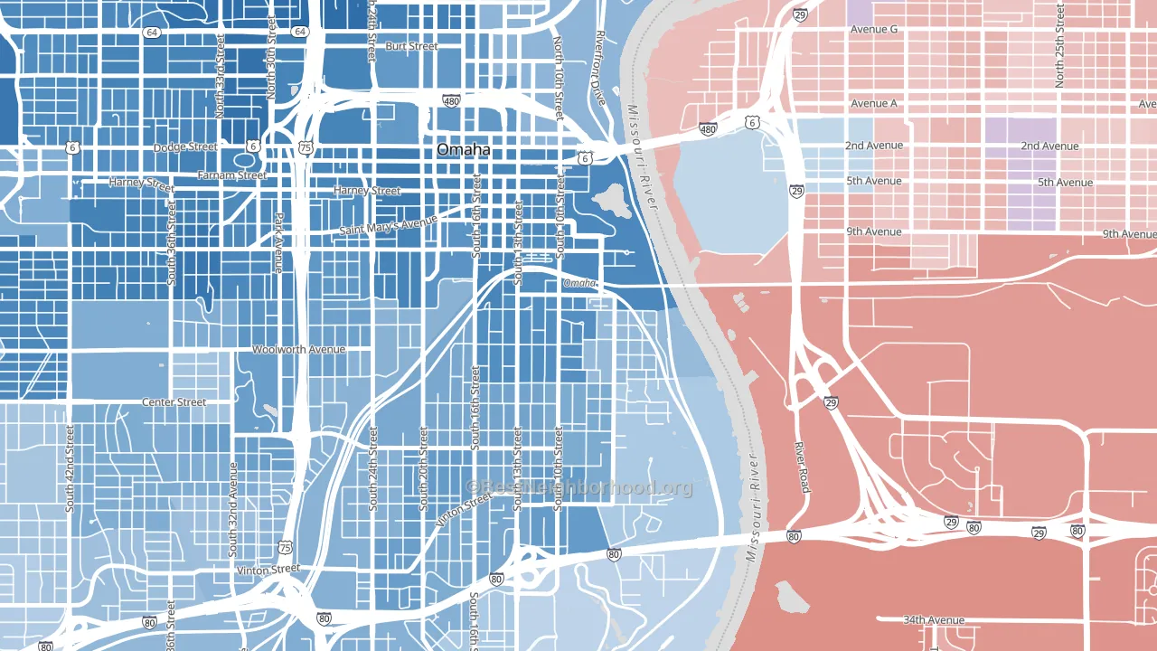 Dahlman, Omaha, NE block-group political-lean map