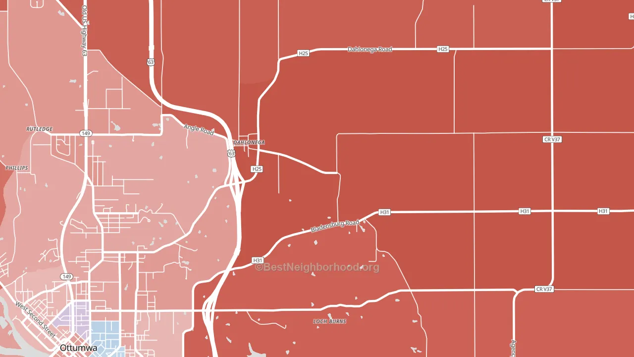 Dahlonega, IA block-group political-lean map