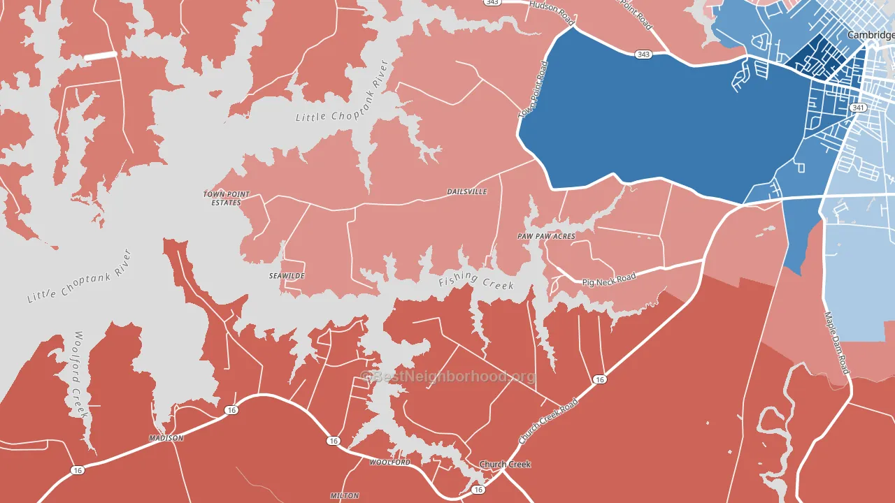 Dailsville, MD block-group political-lean map