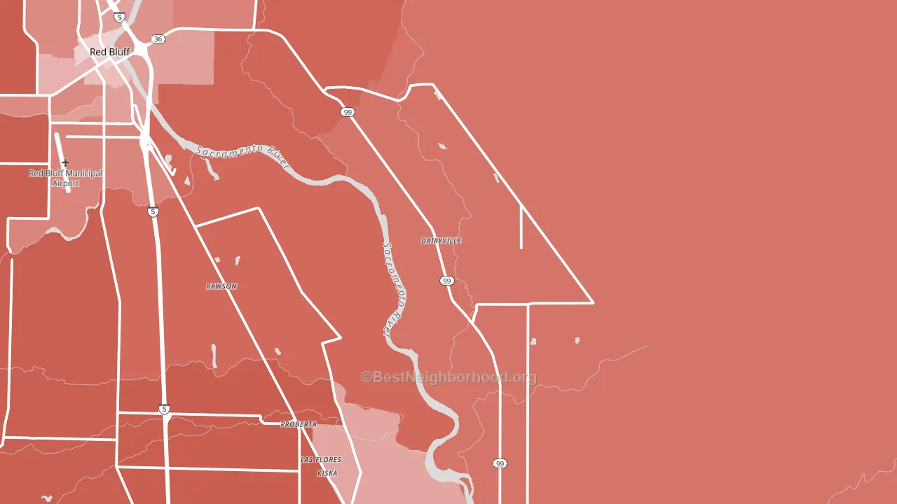 Dairyville, CA block-group political-lean map