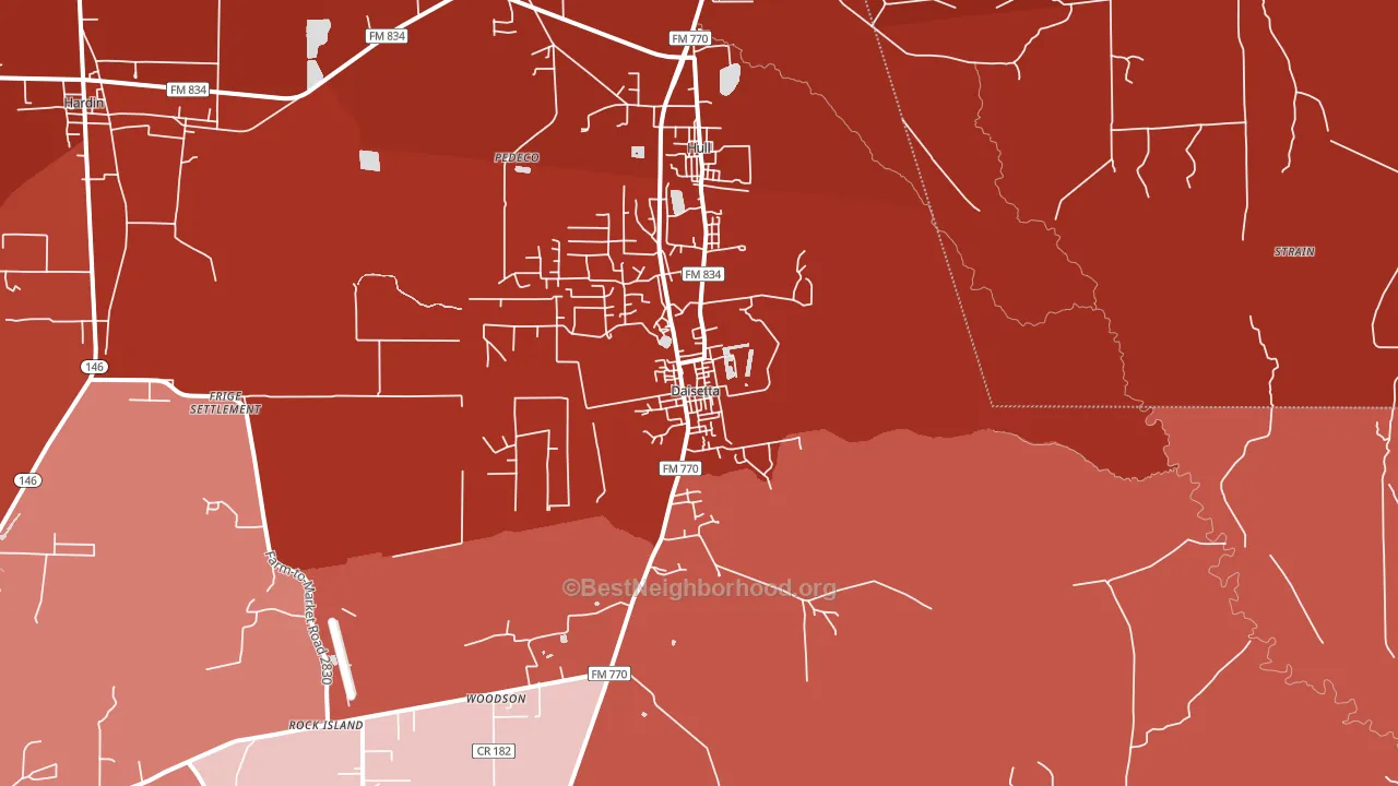 Daisetta, TX block-group political-lean map