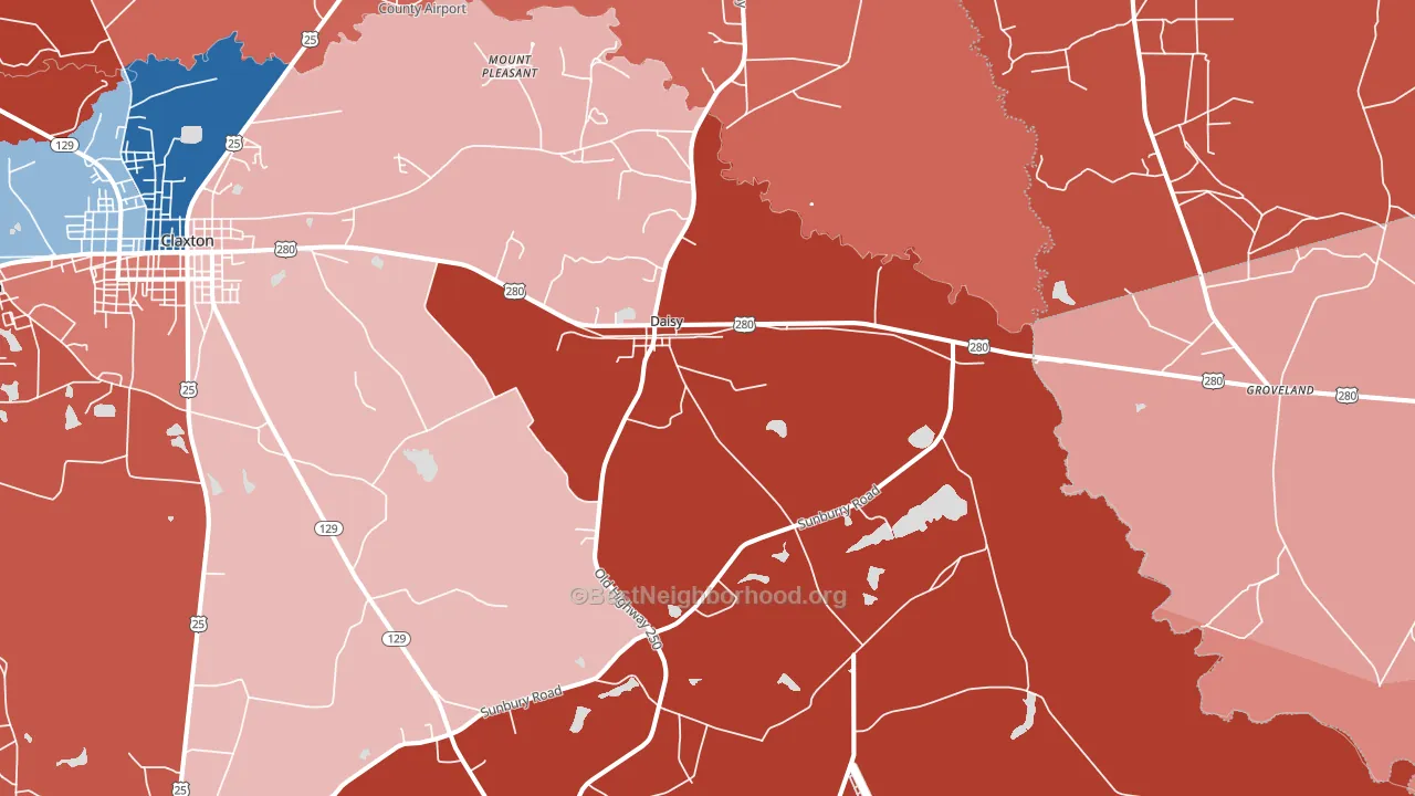 Daisy, GA block-group political-lean map