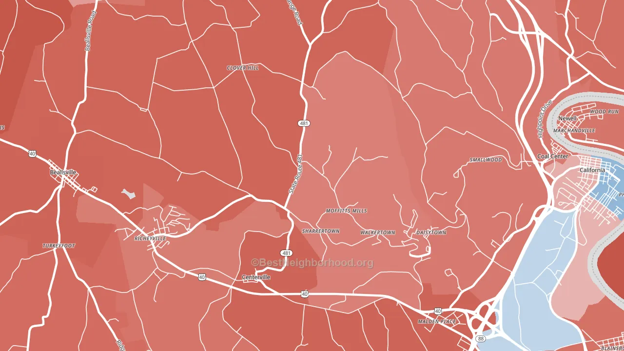 Daisytown, PA block-group political-lean map