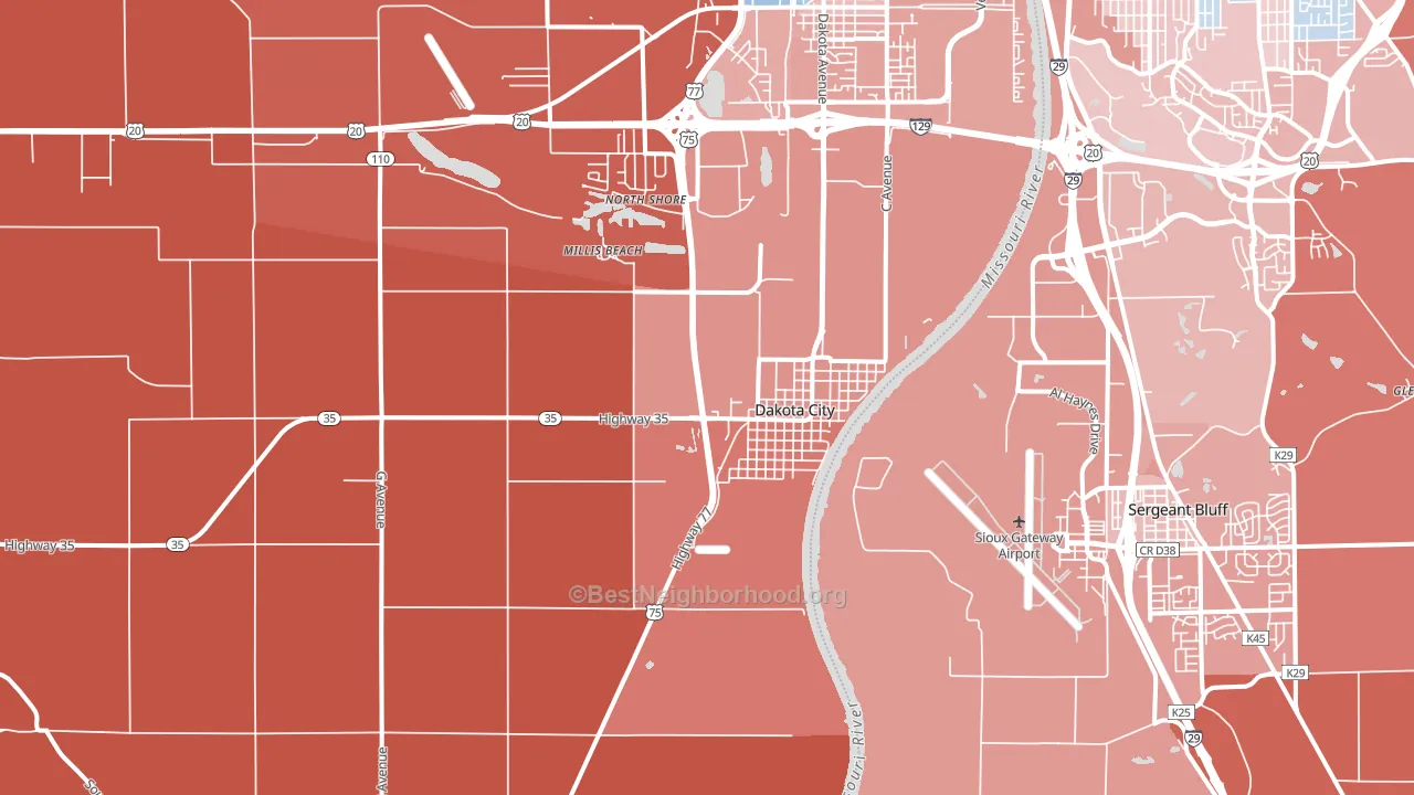 Dakota City, NE block-group political-lean map