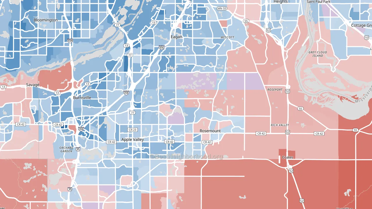 Dakota County, MN block-group political-lean map