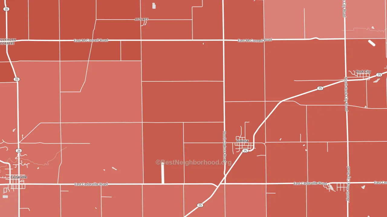 Dakota, IL block-group political-lean map