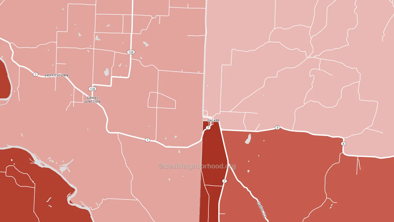 Dalark, AR block-group political-lean map